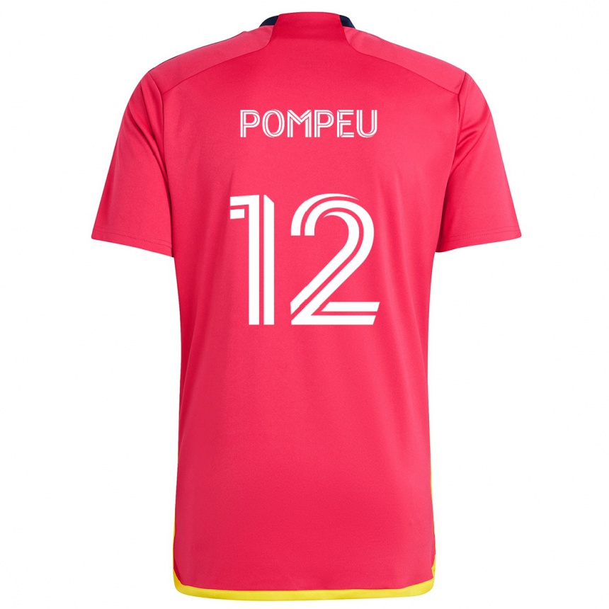 Kids Football Célio Pompeu #12 Red Blue Home Jersey 2024/25 T-Shirt Uk