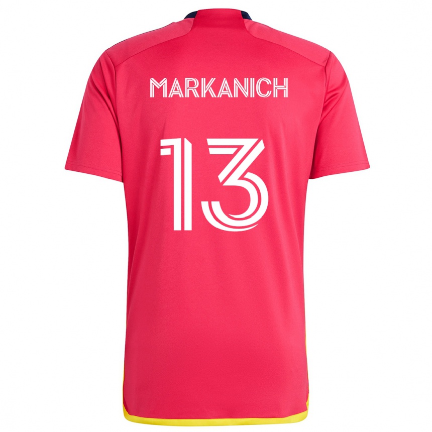 Kids Football Anthony Markanich #13 Red Blue Home Jersey 2024/25 T-Shirt Uk