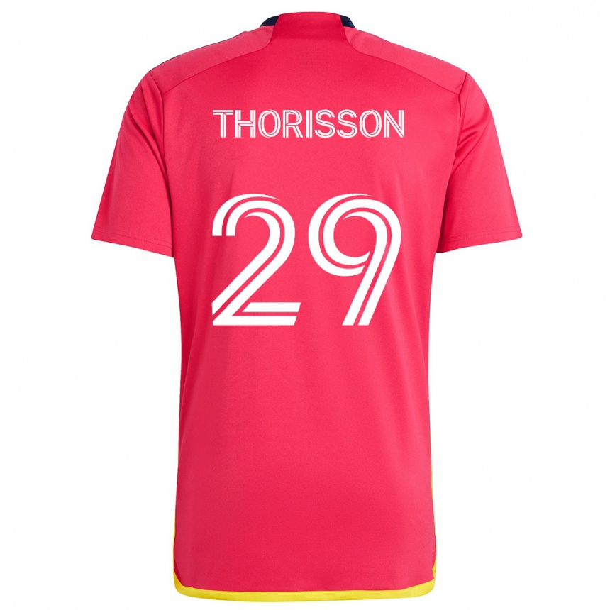 Kids Football Nökkvi Thórisson #29 Red Blue Home Jersey 2024/25 T-Shirt Uk