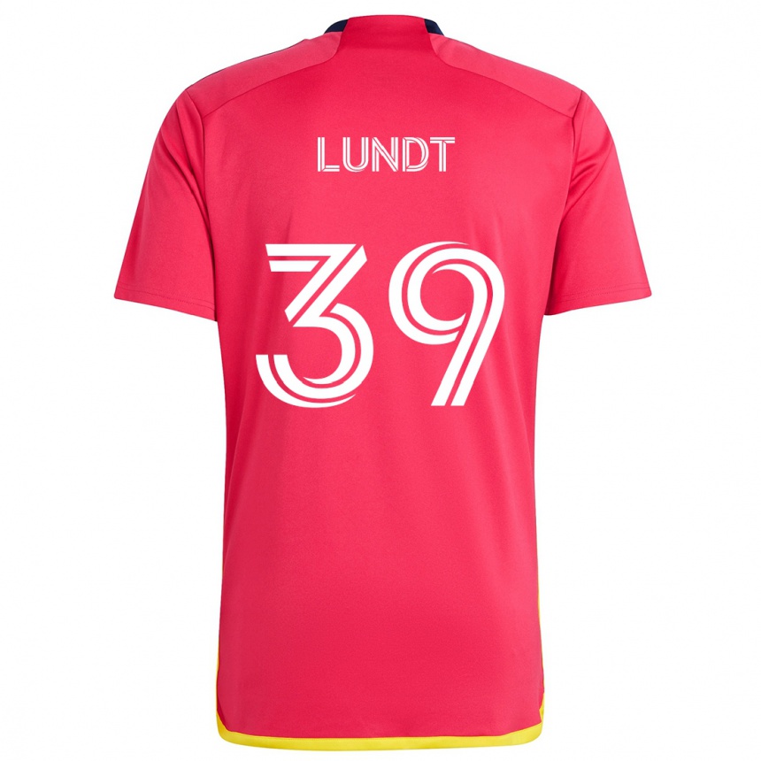 Kids Football Ben Lundt #39 Red Blue Home Jersey 2024/25 T-Shirt Uk