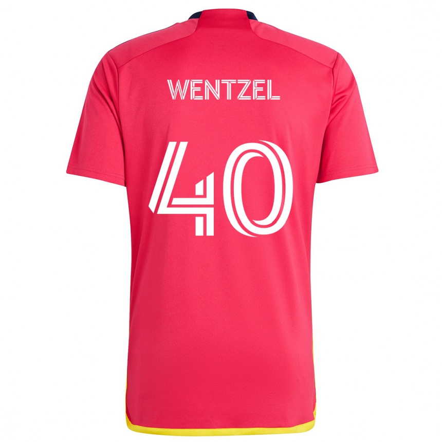 Kids Football Michael Wentzel #40 Red Blue Home Jersey 2024/25 T-Shirt Uk