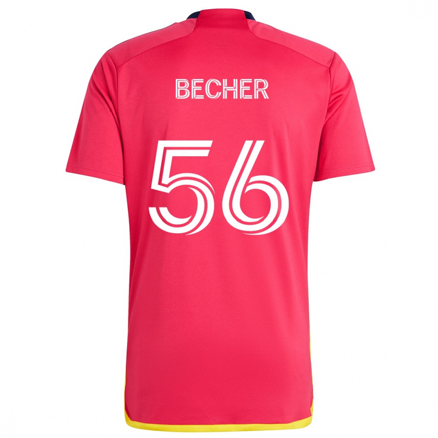 Kids Football Ryan Becher #56 Red Blue Home Jersey 2024/25 T-Shirt Uk