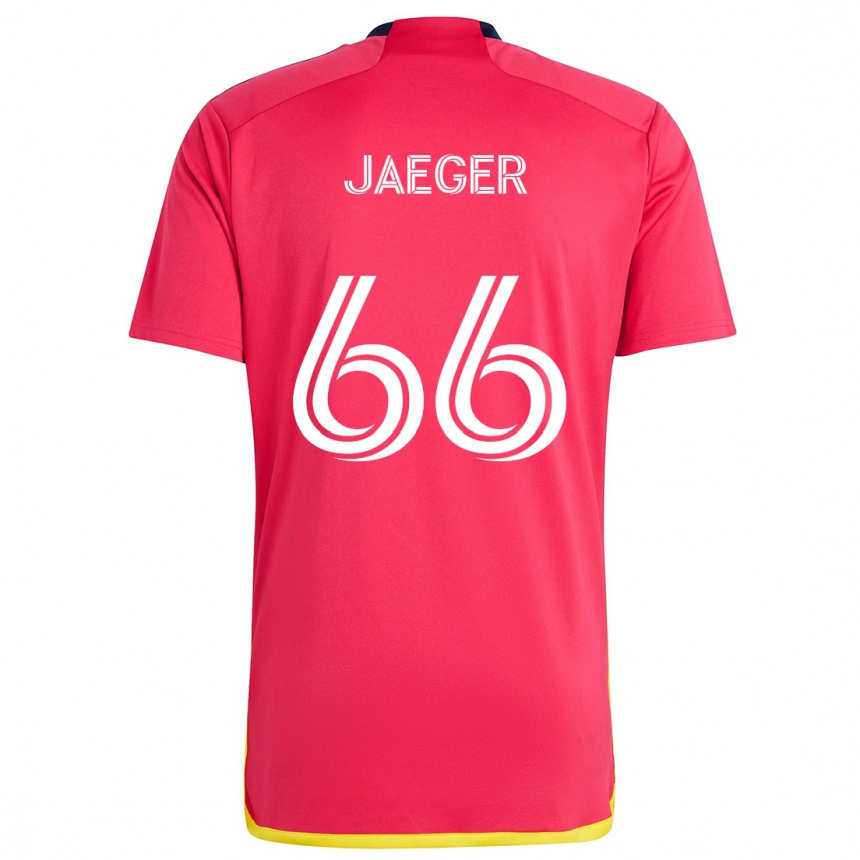 Kids Football Kai Jaeger #66 Red Blue Home Jersey 2024/25 T-Shirt Uk