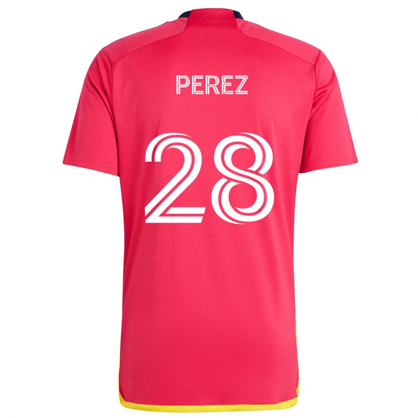 Kids Football Miguel Perez #28 Red Blue Home Jersey 2024/25 T-Shirt Uk