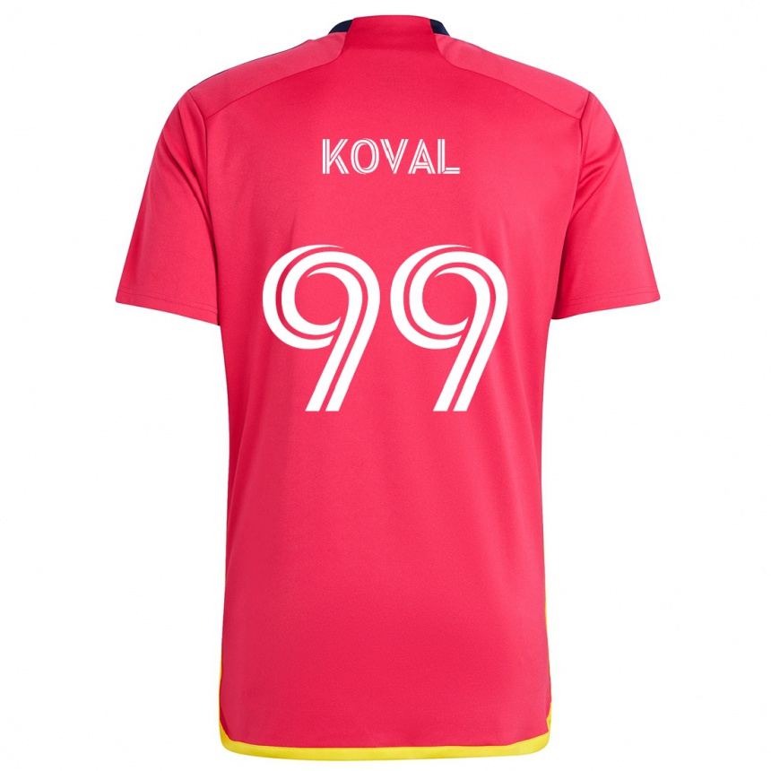 Kids Football Stanislav Koval #99 Red Blue Home Jersey 2024/25 T-Shirt Uk