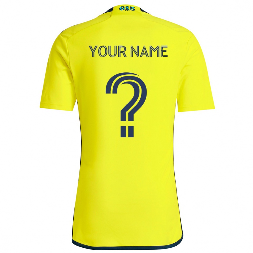 Kids Football Your Name #0 Yellow Blue Home Jersey 2024/25 T-Shirt Uk