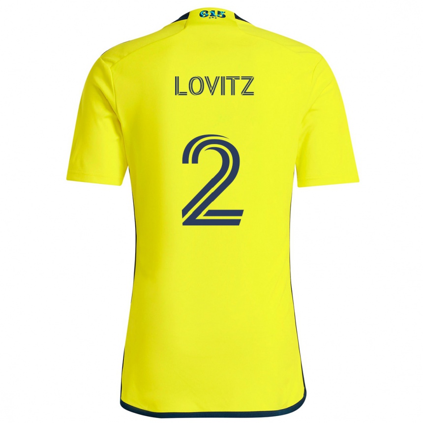 Kids Football Daniel Lovitz #2 Yellow Blue Home Jersey 2024/25 T-Shirt Uk