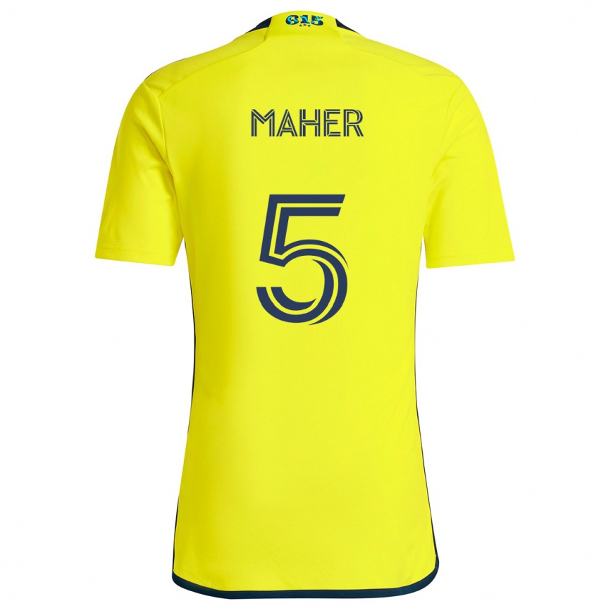 Kids Football Jack Maher #5 Yellow Blue Home Jersey 2024/25 T-Shirt Uk