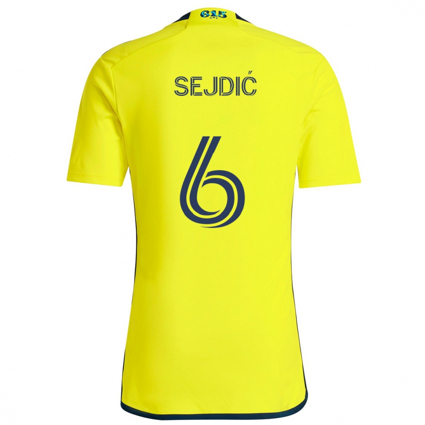 Kids Football Amar Sejdić #6 Yellow Blue Home Jersey 2024/25 T-Shirt Uk