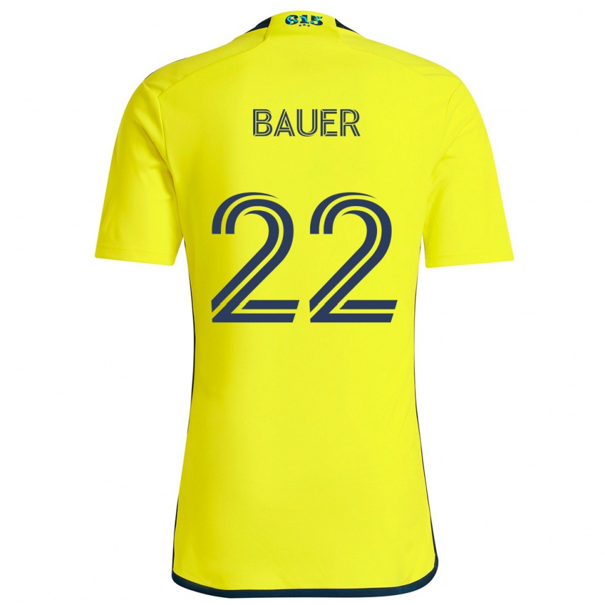 Kids Football Josh Bauer #22 Yellow Blue Home Jersey 2024/25 T-Shirt Uk