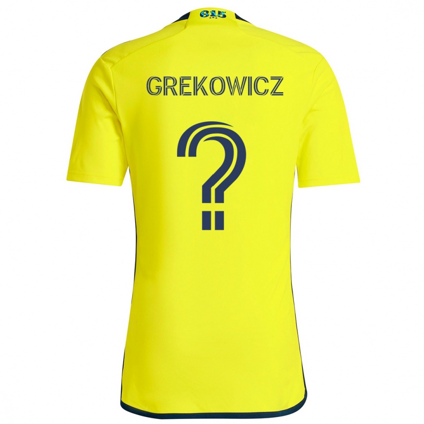 Kids Football Jacob Grekowicz #0 Yellow Blue Home Jersey 2024/25 T-Shirt Uk