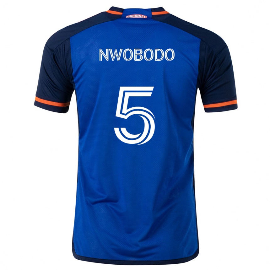 Kids Football Obinna Nwobodo #5 Blue White Home Jersey 2024/25 T-Shirt Uk