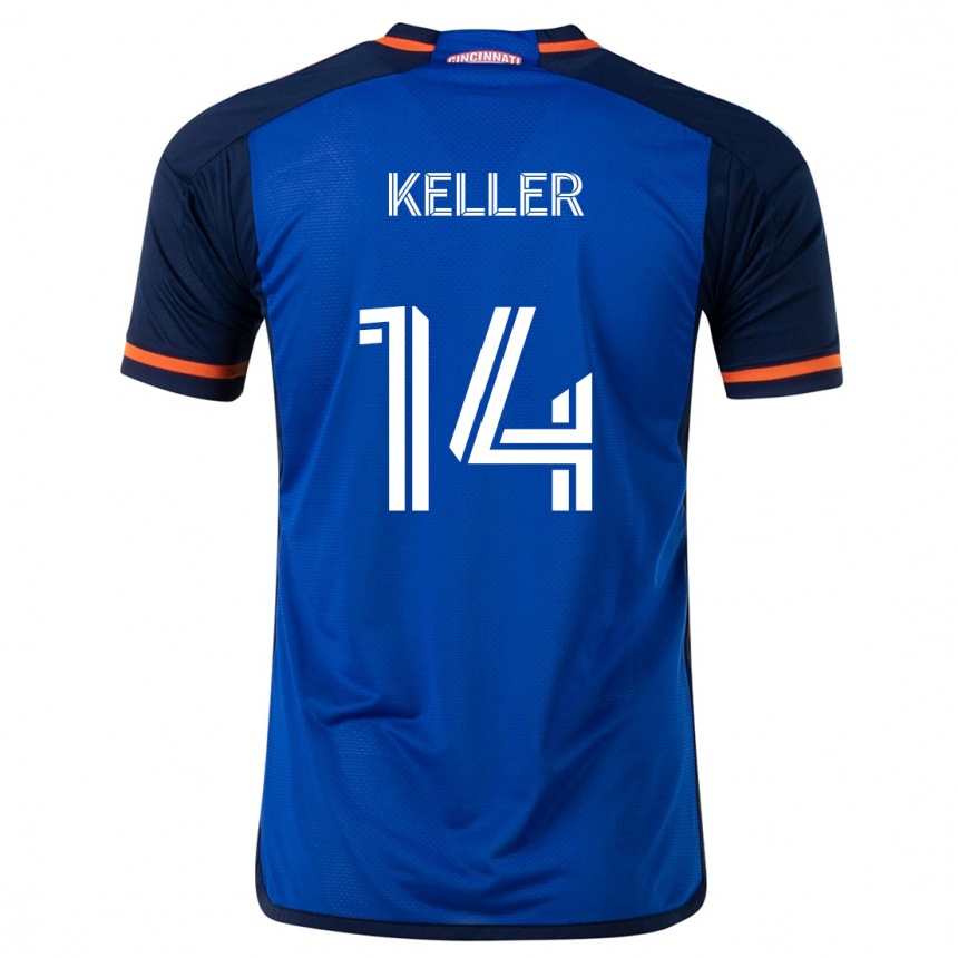 Kids Football Kipp Keller #14 Blue White Home Jersey 2024/25 T-Shirt Uk