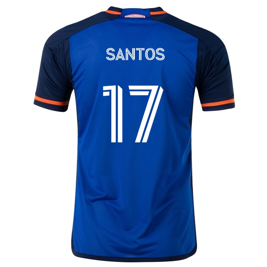 Kids Football Sergio Santos #17 Blue White Home Jersey 2024/25 T-Shirt Uk