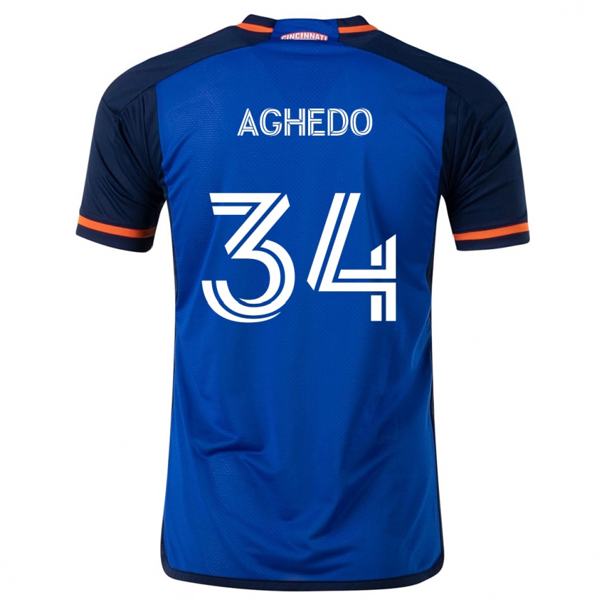 Kids Football London Aghedo #34 Blue White Home Jersey 2024/25 T-Shirt Uk