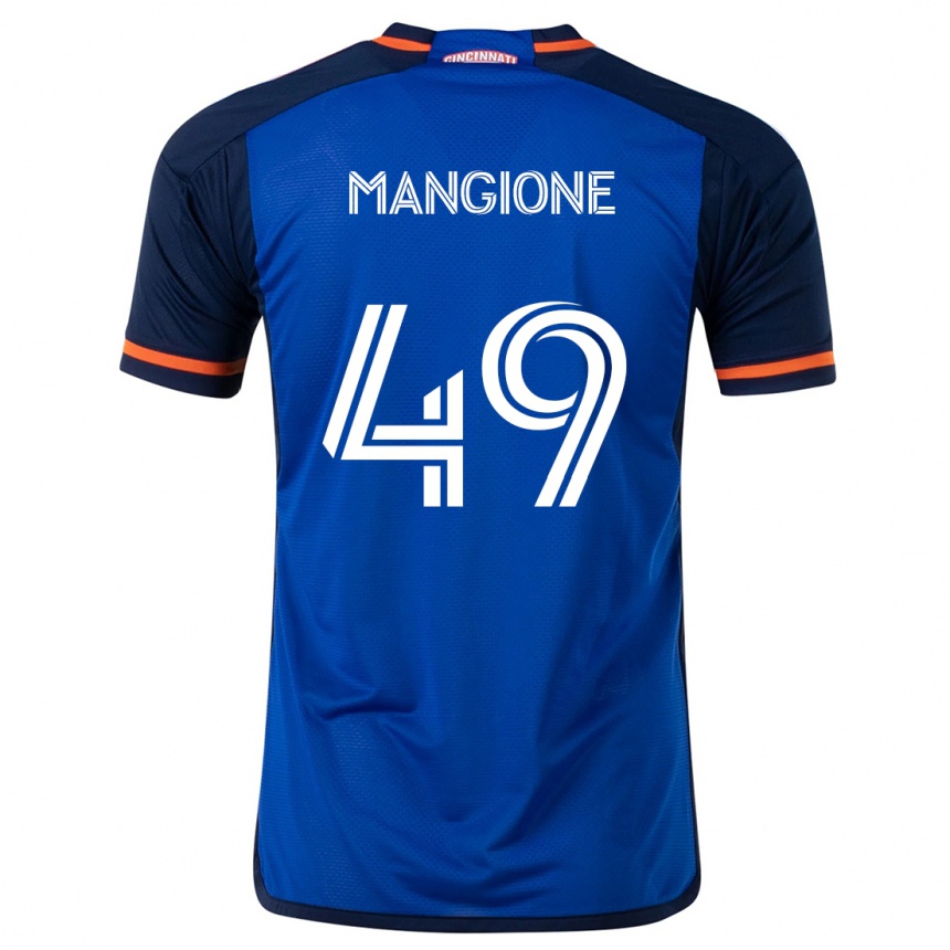 Kids Football Peter Mangione #49 Blue White Home Jersey 2024/25 T-Shirt Uk