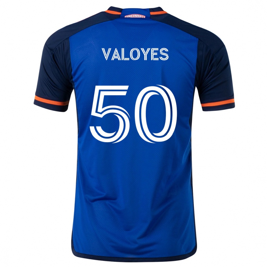 Kids Football Yeiner Valoyes #50 Blue White Home Jersey 2024/25 T-Shirt Uk