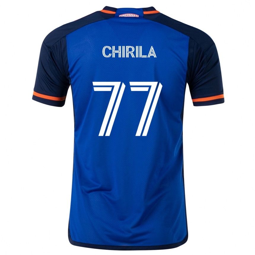 Kids Football Stefan Chirila #77 Blue White Home Jersey 2024/25 T-Shirt Uk