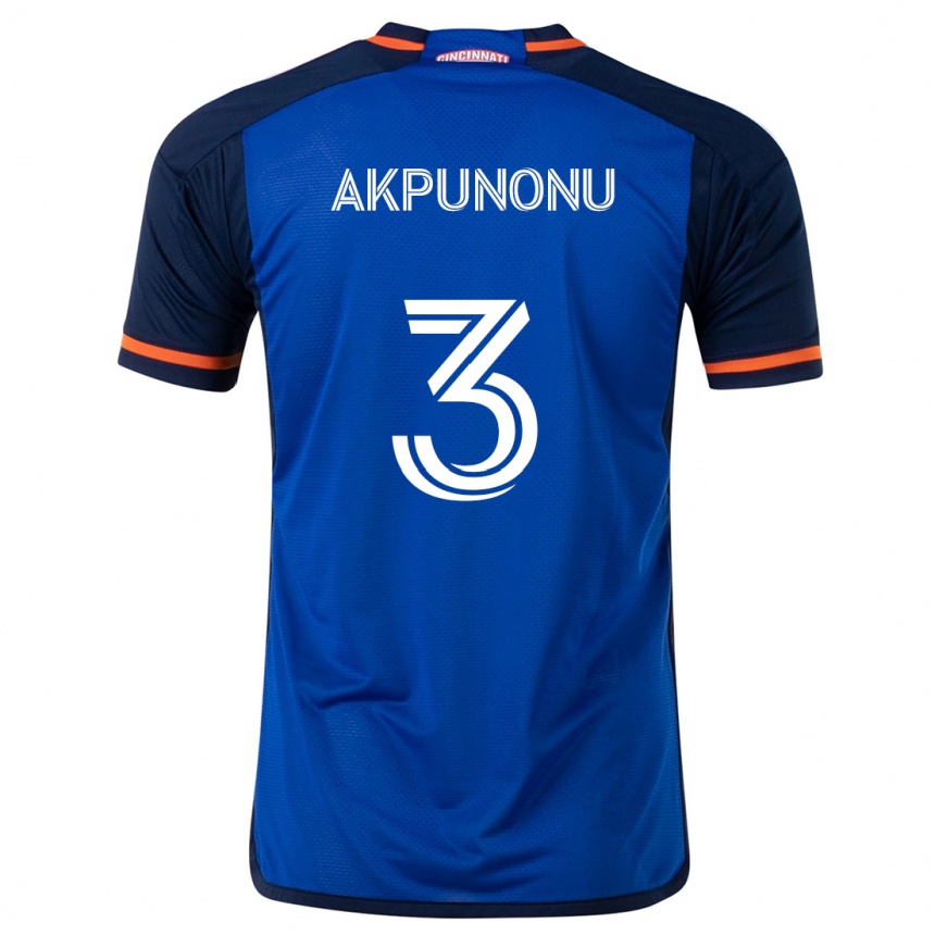 Kids Football Joey Akpunonu #3 Blue White Home Jersey 2024/25 T-Shirt Uk