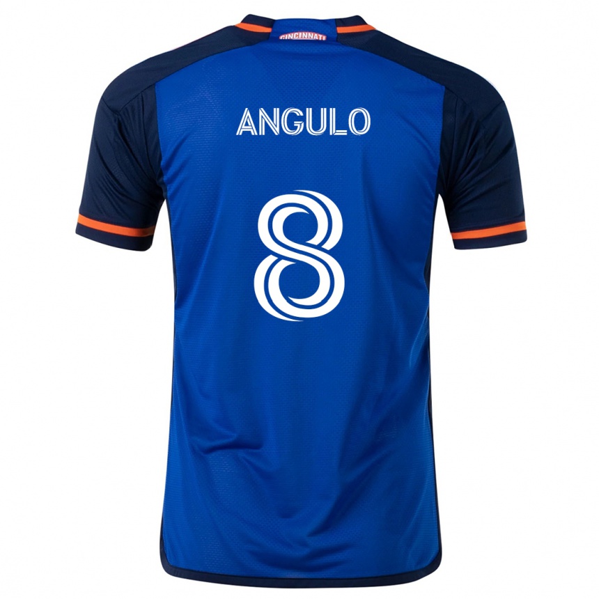 Kids Football Marco Angulo #8 Blue White Home Jersey 2024/25 T-Shirt Uk