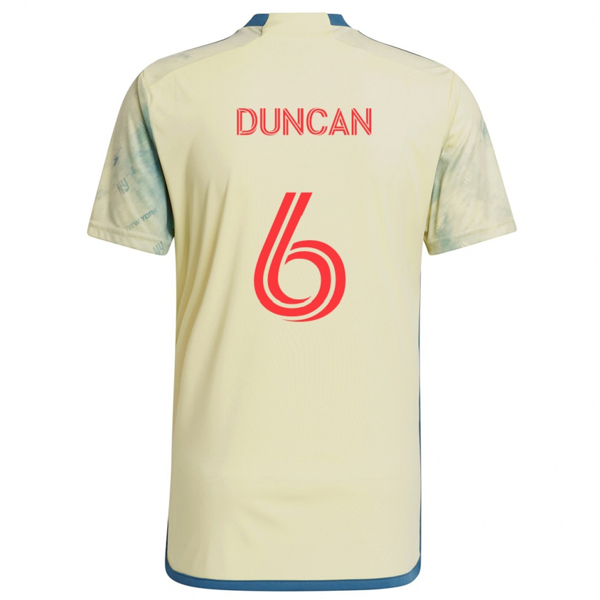 Kids Football Kyle Duncan #6 Yellow Red Blue Home Jersey 2024/25 T-Shirt Uk