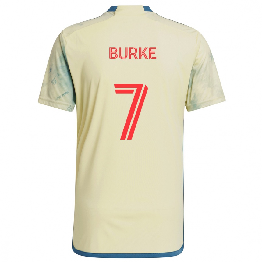 Kids Football Cory Burke #7 Yellow Red Blue Home Jersey 2024/25 T-Shirt Uk