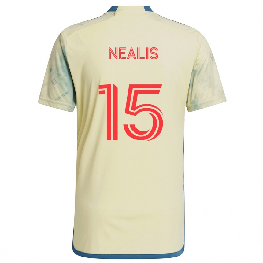 Kids Football Sean Nealis #15 Yellow Red Blue Home Jersey 2024/25 T-Shirt Uk