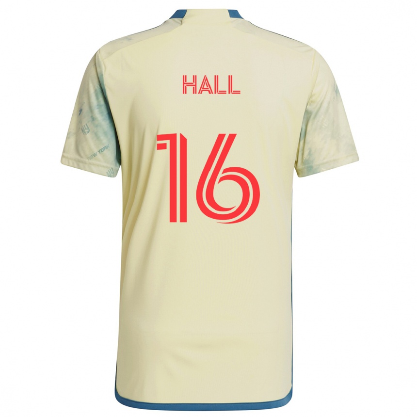 Kids Football Julian Hall #16 Yellow Red Blue Home Jersey 2024/25 T-Shirt Uk