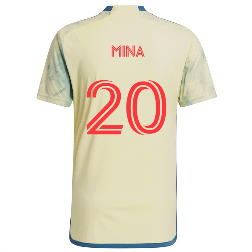 Kids Football Juan Mina #20 Yellow Red Blue Home Jersey 2024/25 T-Shirt Uk