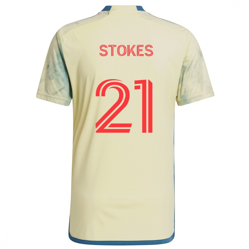 Kids Football Aidan Stokes #21 Yellow Red Blue Home Jersey 2024/25 T-Shirt Uk