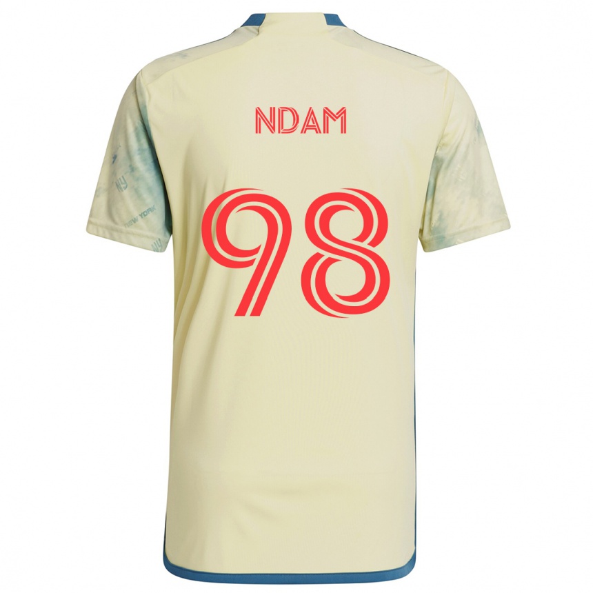 Kids Football Hassan Ndam #98 Yellow Red Blue Home Jersey 2024/25 T-Shirt Uk