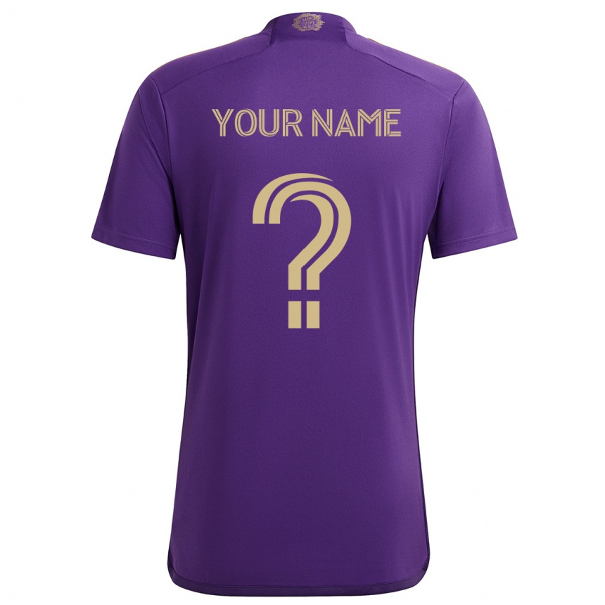 Kids Football Your Name #0 Purple Yellow Home Jersey 2024/25 T-Shirt Uk