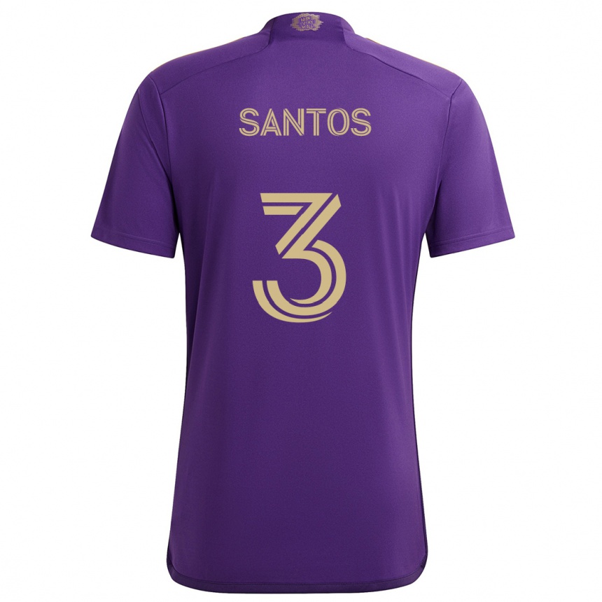 Kids Football Rafael Santos #3 Purple Yellow Home Jersey 2024/25 T-Shirt Uk