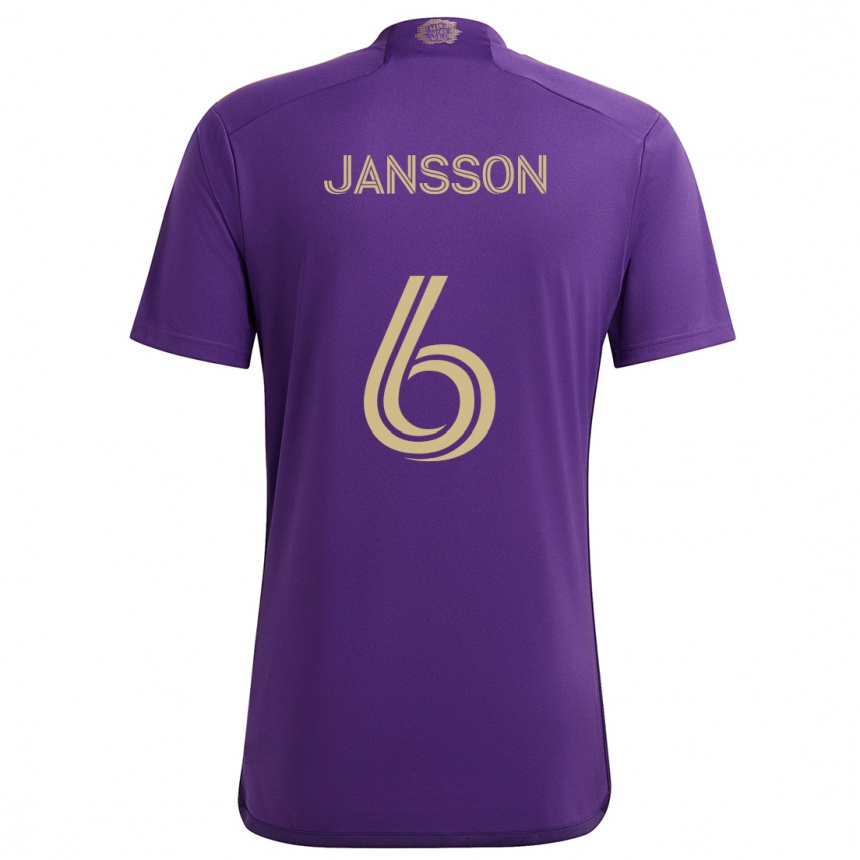 Kids Football Robin Jansson #6 Purple Yellow Home Jersey 2024/25 T-Shirt Uk