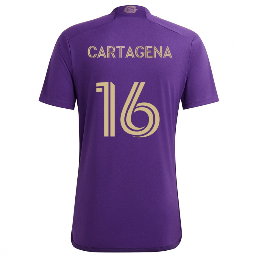 Kids Football Wilder Cartagena #16 Purple Yellow Home Jersey 2024/25 T-Shirt Uk