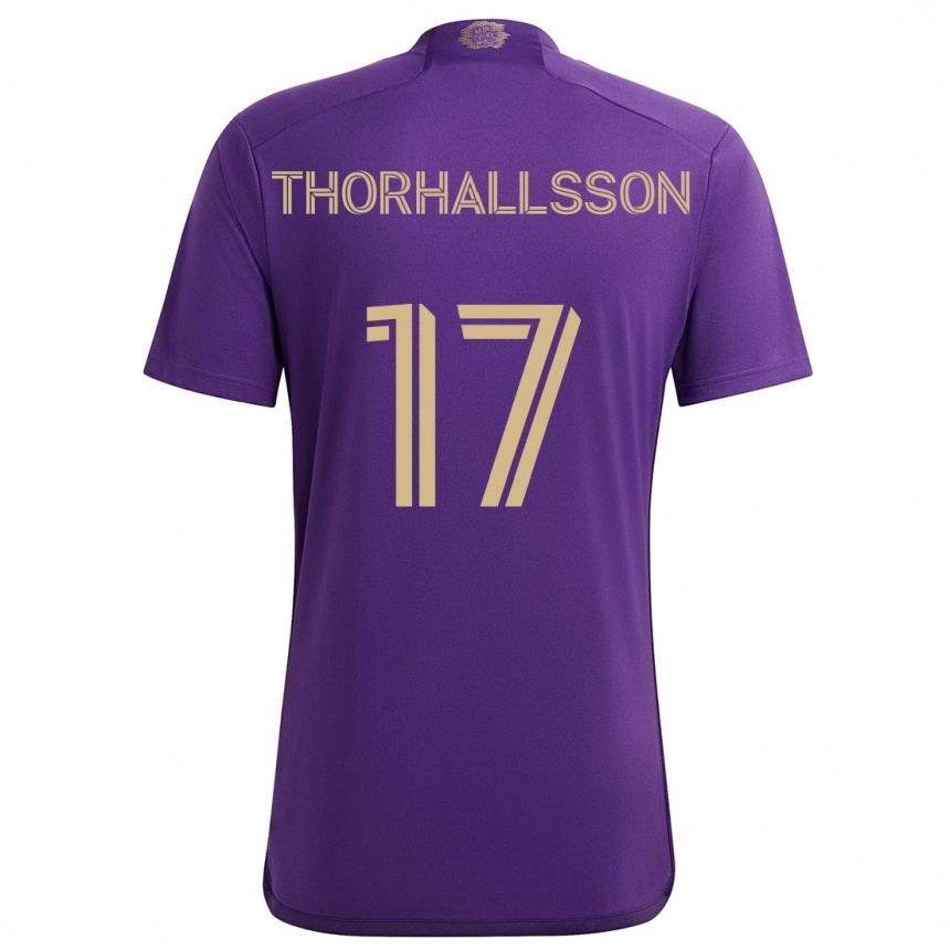 Kids Football Dagur Dan Thórhallsson #17 Purple Yellow Home Jersey 2024/25 T-Shirt Uk