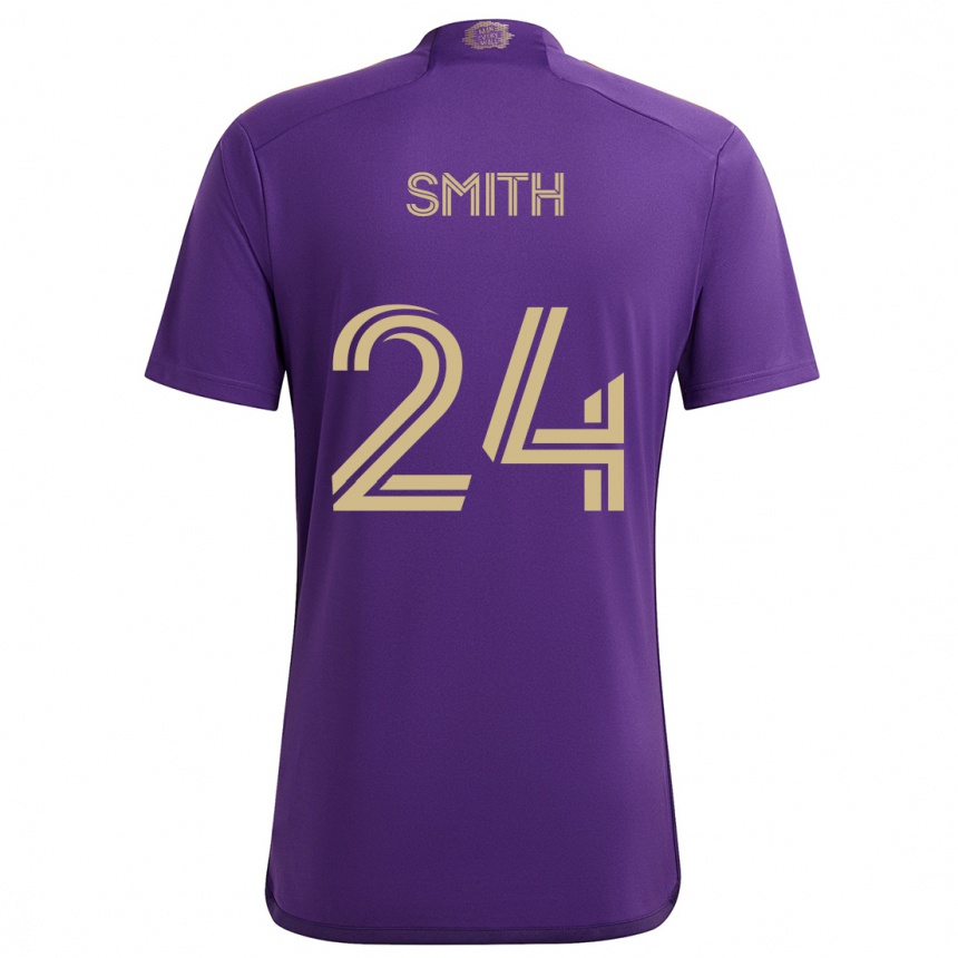 Kids Football Kyle Smith #24 Purple Yellow Home Jersey 2024/25 T-Shirt Uk