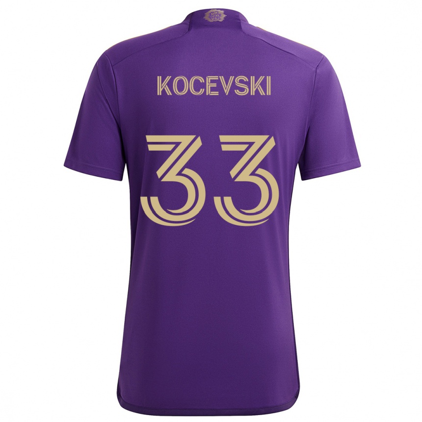 Kids Football Jeorgio Kocevski #33 Purple Yellow Home Jersey 2024/25 T-Shirt Uk