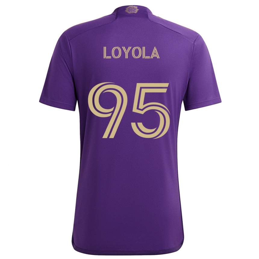 Kids Football Favian Loyola #95 Purple Yellow Home Jersey 2024/25 T-Shirt Uk