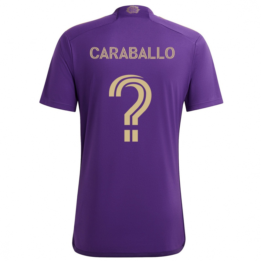 Kids Football Gustavo Caraballo #0 Purple Yellow Home Jersey 2024/25 T-Shirt Uk