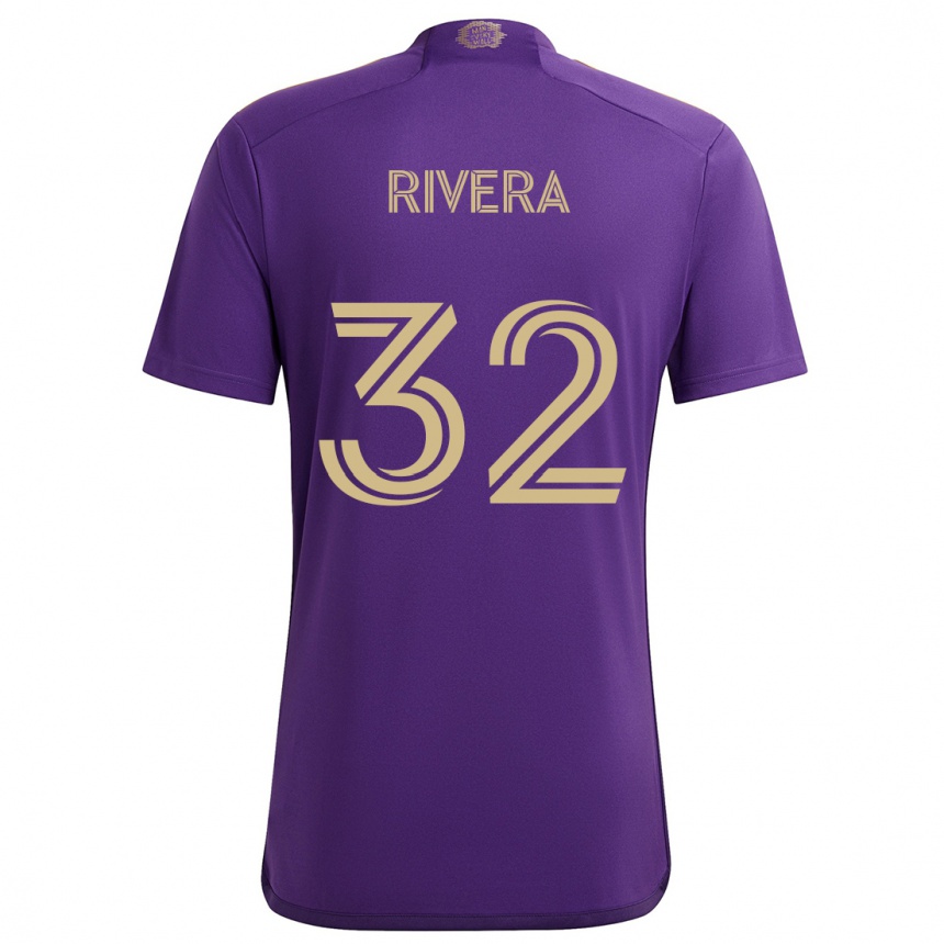 Kids Football Wilfredo Rivera #32 Purple Yellow Home Jersey 2024/25 T-Shirt Uk