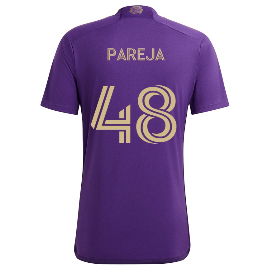 Kids Football Diego Pareja #48 Purple Yellow Home Jersey 2024/25 T-Shirt Uk