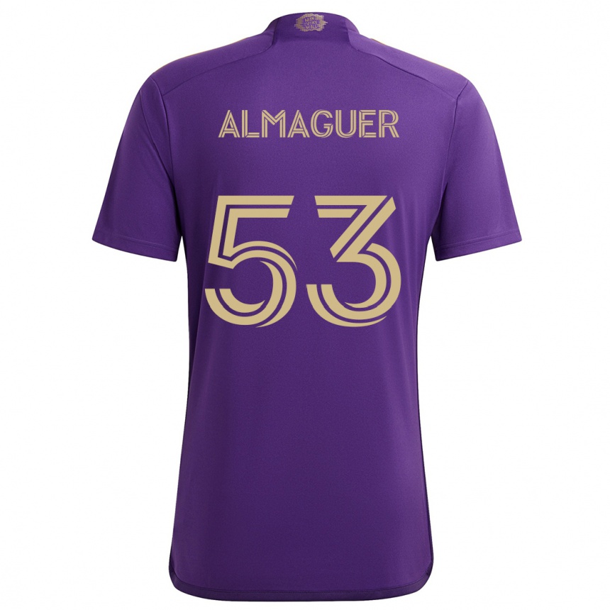 Kids Football Jorge Almaguer #53 Purple Yellow Home Jersey 2024/25 T-Shirt Uk