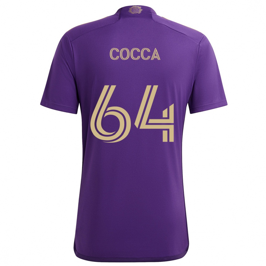 Kids Football Manuel Cocca #64 Purple Yellow Home Jersey 2024/25 T-Shirt Uk