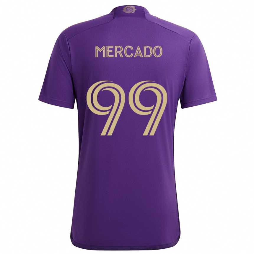 Kids Football Carlos Mercado #99 Purple Yellow Home Jersey 2024/25 T-Shirt Uk