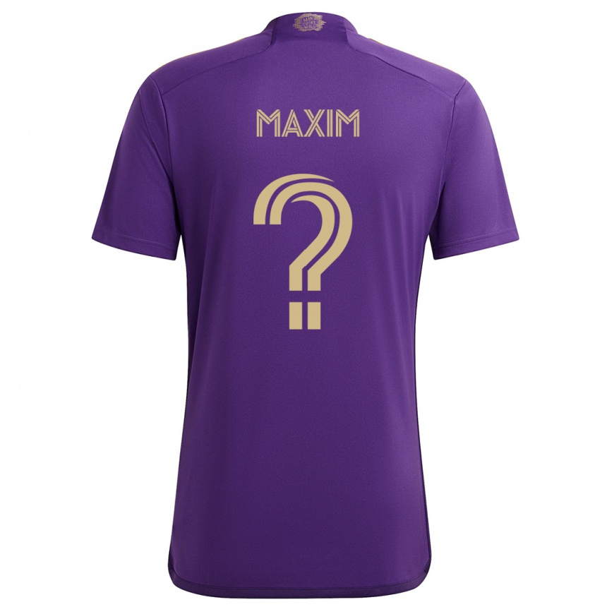 Kids Football Luca Maxim #0 Purple Yellow Home Jersey 2024/25 T-Shirt Uk