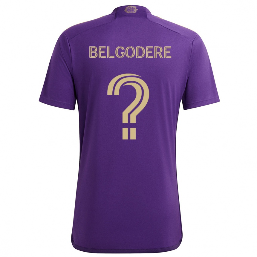 Kids Football Matthew Belgodere #0 Purple Yellow Home Jersey 2024/25 T-Shirt Uk