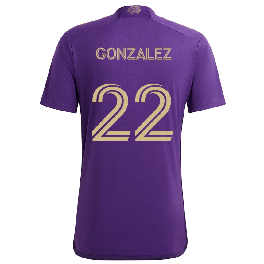 Kids Football Gastón González #22 Purple Yellow Home Jersey 2024/25 T-Shirt Uk