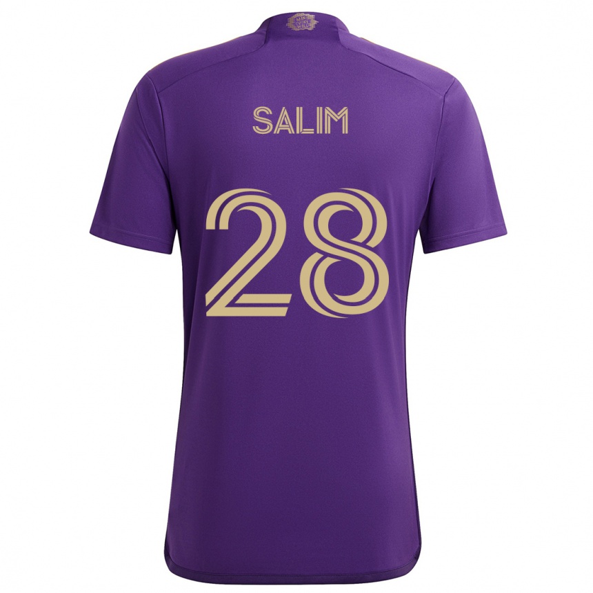 Kids Football Abdi Salim #28 Purple Yellow Home Jersey 2024/25 T-Shirt Uk