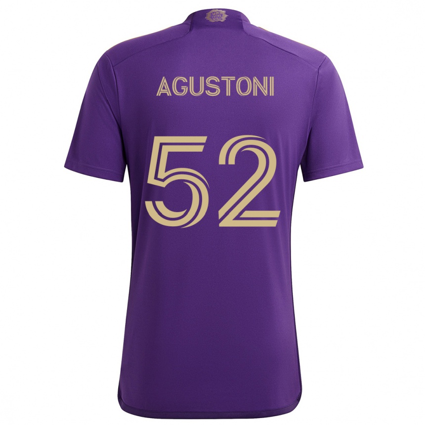 Kids Football Gonzalo Agustoni #52 Purple Yellow Home Jersey 2024/25 T-Shirt Uk